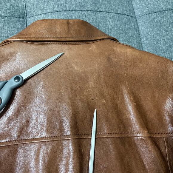 Vintage Roundtree & Yorke Leather Jacket Men XL Brown Lambskin Aviator Retro - Picture 6 of 10